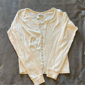 MODA international corset style white long sleeve top